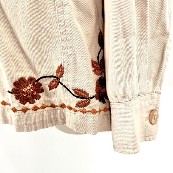 Vintage Western Shirt Women's L Embroidered Sequins Ranch Rustic 90's Cowgirl - Picture 3 of 8